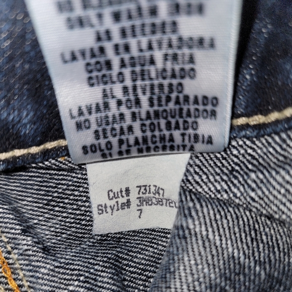 l.e.i. Mini Jean Skirt With Slit - Size 7 - Medium Wash - Picture 3 of 6